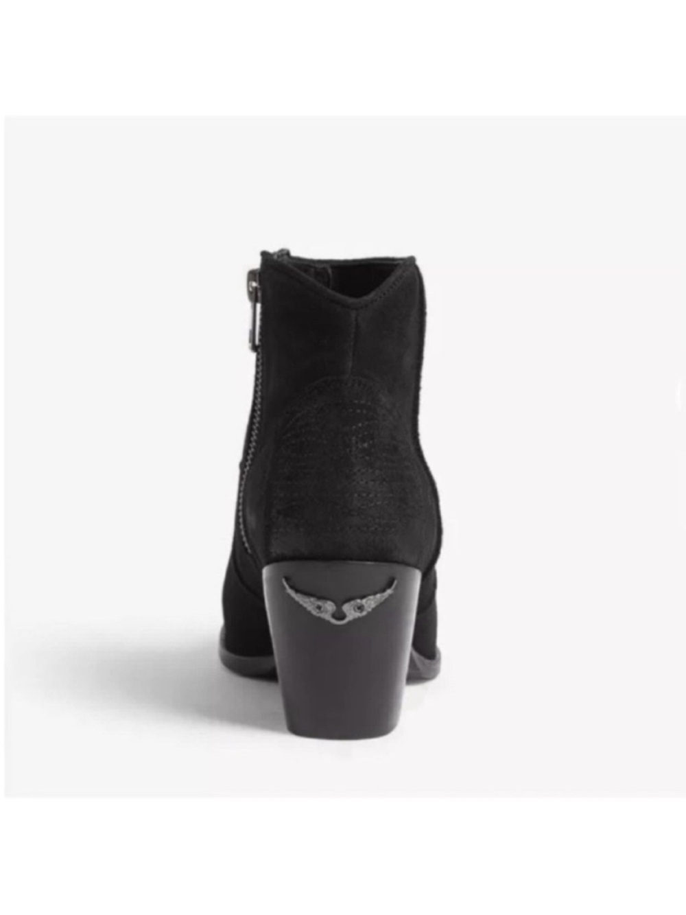 Zadig & Voltaire Black Suede Ankle Boot with Block Heel
